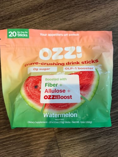 Customer's 20-stick Watermelon bag of Ozzi crave-crushing drink sticks.
